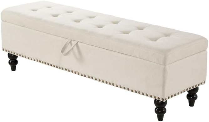 Upholstery ottoman with storage wooden legs