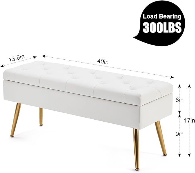 upholstery ottoman with storage with SS Golden legs