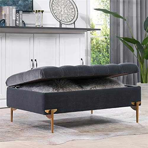 upholstery ottoman with storage SS legs