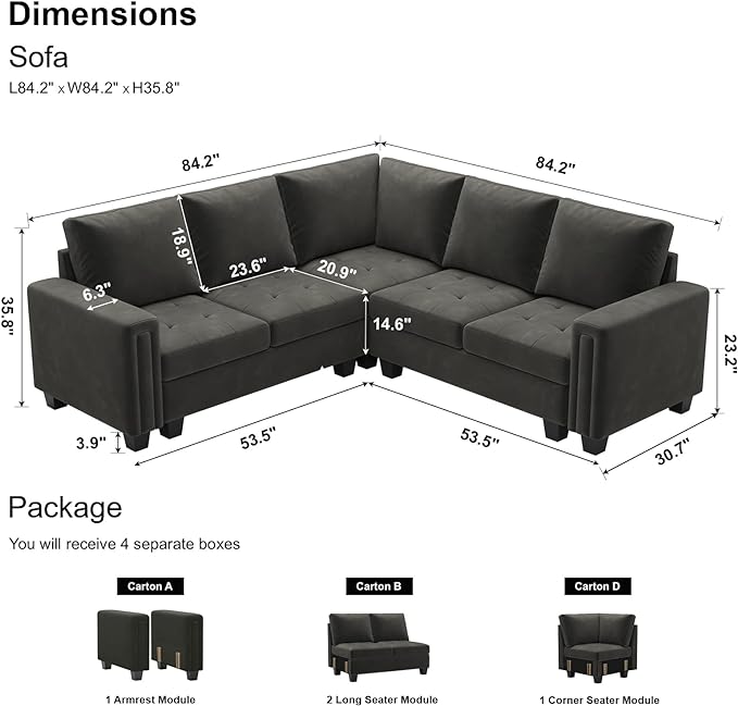 L shape sofa Five seater 6 Bigg cushions 3 small cushions