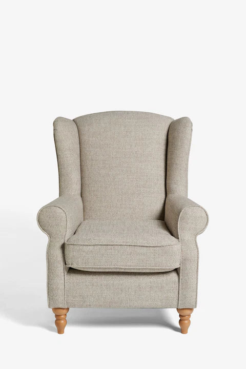 upholstery wing chair with wooden legs