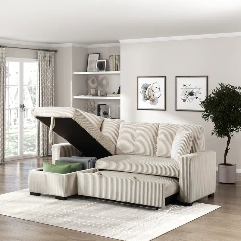 L shape sofa cum bed with storage