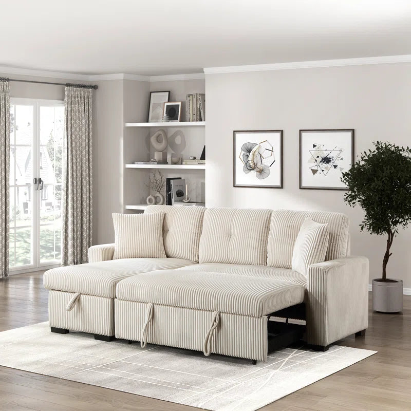L shape sofa cum bed with storage